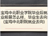 宝鸡中北职业学院毕业后就业前景怎么样，毕业生去向(宝鸡中北职院就业去向)