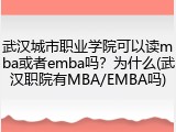 武汉城市职业学院可以读mba或者emba吗？为什么(武汉职院有MBA/EMBA吗)