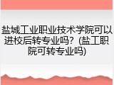 盐城工业职业技术学院可以进校后转专业吗？(盐工职院可转专业吗)