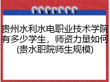 贵州水利水电职业技术学院有多少学生，师资力量如何(贵水职院师生规模)