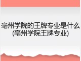 亳州学院的王牌专业是什么(亳州学院王牌专业)