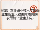 黑龙江农业职业技术学院毕业生就业大致去向如何(黑农职院毕业生去向)