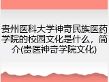 贵州医科大学神奇民族医药学院的校园文化是什么，简介(贵医神奇学院文化)