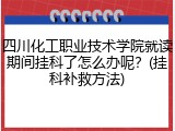 四川化工职业技术学院就读期间挂科了怎么办呢？(挂科补救方法)