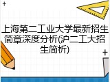 上海第二工业大学最新招生简章深度分析(沪二工大招生简析)