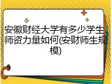 安徽财经大学有多少学生，师资力量如何(安财师生规模)