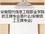 安徽现代信息工程职业学院的王牌专业是什么(安徽信工王牌专业)