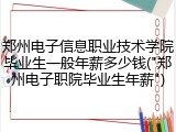 郑州电子信息职业技术学院毕业生一般年薪多少钱("郑州电子职院毕业生年薪")