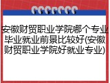 安徽财贸职业学院哪个专业毕业就业前景比较好(安徽财贸职业学院好就业专业)
