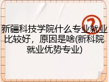 新疆科技学院什么专业就业比较好，原因是啥(新科院就业优势专业)