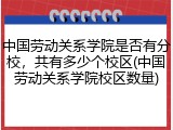中国劳动关系学院是否有分校，共有多少个校区(中国劳动关系学院校区数量)