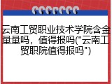 云南工贸职业技术学院含金量量吗，值得报吗("云南工贸职院值得报吗")