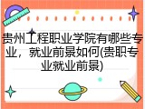 贵州工程职业学院有哪些专业，就业前景如何(贵职专业就业前景)