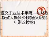 遵义职业技术学院一年财政拨款大概多少钱(遵义职院年财政拨款)