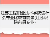 江苏工程职业技术学院读什么专业比较有前景(江苏职院前景专业)