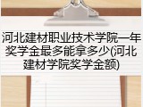 河北建材职业技术学院一年奖学金最多能拿多少(河北建材学院奖学金额)