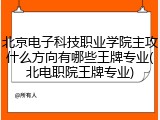 北京电子科技职业学院主攻什么方向有哪些王牌专业(北电职院王牌专业)
