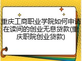 重庆工商职业学院如何申请在读间的创业无息贷款(重庆职院创业贷款)