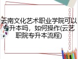云南文化艺术职业学院可以专升本吗，如何操作(云艺职院专升本流程)