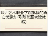 陕西艺术职业学院就读的真实感觉如何(陕艺职就读体验)
