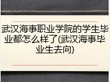 武汉海事职业学院的学生毕业都怎么样了(武汉海事毕业生去向)
