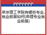 燕京理工学院有哪些专业，就业前景如何(燕理专业就业前景)