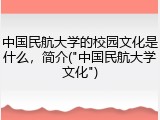 中国民航大学的校园文化是什么，简介("中国民航大学文化")