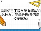 泉州信息工程学院有哪些知名校友，简单分析(泉信院校友概况)