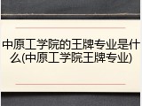 中原工学院的王牌专业是什么(中原工学院王牌专业)