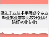 延边职业技术学院哪个专业毕业就业前景比较好(延职院好就业专业)