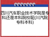 四川汽车职业技术学院是专科还是本科院校呢(川汽院专科本科)