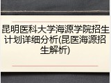昆明医科大学海源学院招生计划详细分析(昆医海源招生解析)