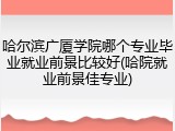 哈尔滨广厦学院哪个专业毕业就业前景比较好(哈院就业前景佳专业)