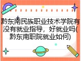 黔东南民族职业技术学院有没有就业指导，好就业吗(黔东南职院就业如何)