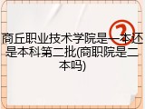 商丘职业技术学院是一本还是本科第二批(商职院是二本吗)