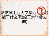 哈尔滨工业大学毕业后一般能干什么呢(哈工大毕业去向)
