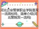河北公安警察职业学院是双一流高校吗，简单介绍(河北警院双一流吗)