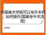 中国美术学院可以专升本吗，如何操作(国美专升本流程)
