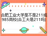 合肥工业大学是不是211或985高校(合工大是211吗)