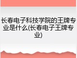 长春电子科技学院的王牌专业是什么(长春电子王牌专业)