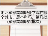 湖北孝感美珈职业学院在哪个城市，是本科吗，第几批(孝感美珈职院批次)