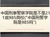 中国刑事警察学院是不是211或985高校("中国刑警学院是985吗")