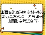山西省财政税务专科学校师资力量怎么样，名气如何(山西财专师资名气)