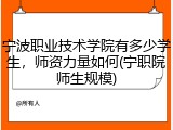 宁波职业技术学院有多少学生，师资力量如何(宁职院师生规模)