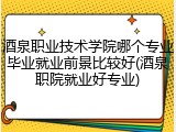 酒泉职业技术学院哪个专业毕业就业前景比较好(酒泉职院就业好专业)