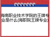 海南职业技术学院的王牌专业是什么(海职院王牌专业)