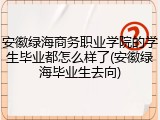 安徽绿海商务职业学院的学生毕业都怎么样了(安徽绿海毕业生去向)