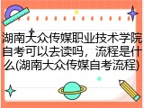 湖南大众传媒职业技术学院自考可以去读吗，流程是什么(湖南大众传媒自考流程)