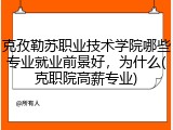 克孜勒苏职业技术学院哪些专业就业前景好，为什么(克职院高薪专业)