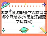 黑龙江能源职业学院官网是哪个网址多少(黑龙江能源学院官网)